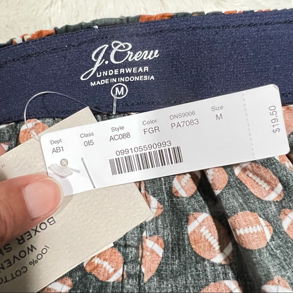 J. Crew Football Printed Cotton Woven Boxer Shorts Size M - Picture 3 of 7